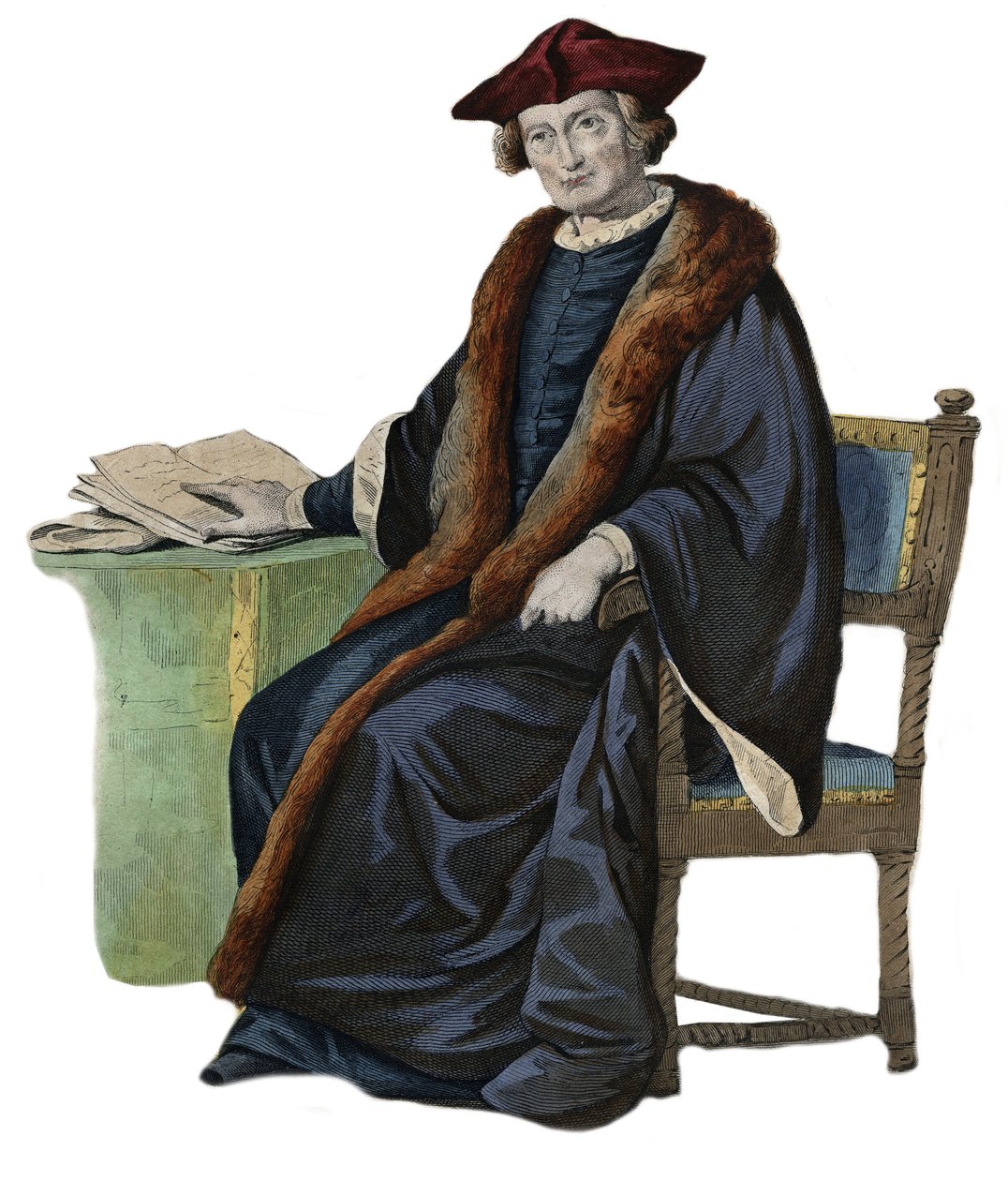 صورة لجاك أوغست (جاك أوغست) بريشة ثوانوس (1553-1617) ، مؤرخ فرنسي ، جامع كتب ورئيس برلمان باريس. رسم توضيحي من "" Le Plutarque Francais "" لإدمون مينيت بواسطة المدرسة الفرنسية