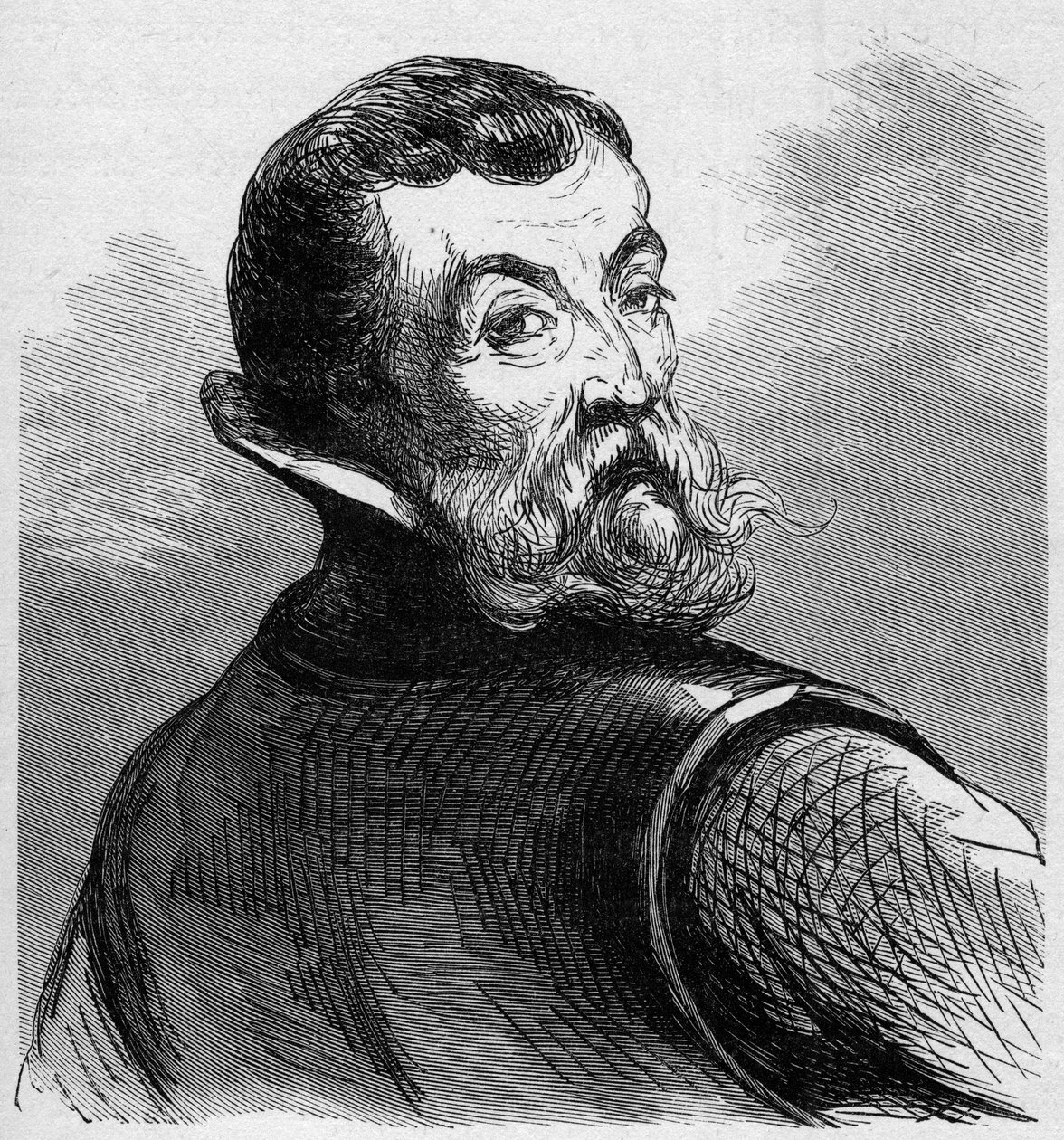 صورة جاك كارتييه (1491-1557). الملاح والمستكشف الفرنسي. نقش في "البحرية والمستعمرات: التجارة" بواسطة المدرسة الفرنسية