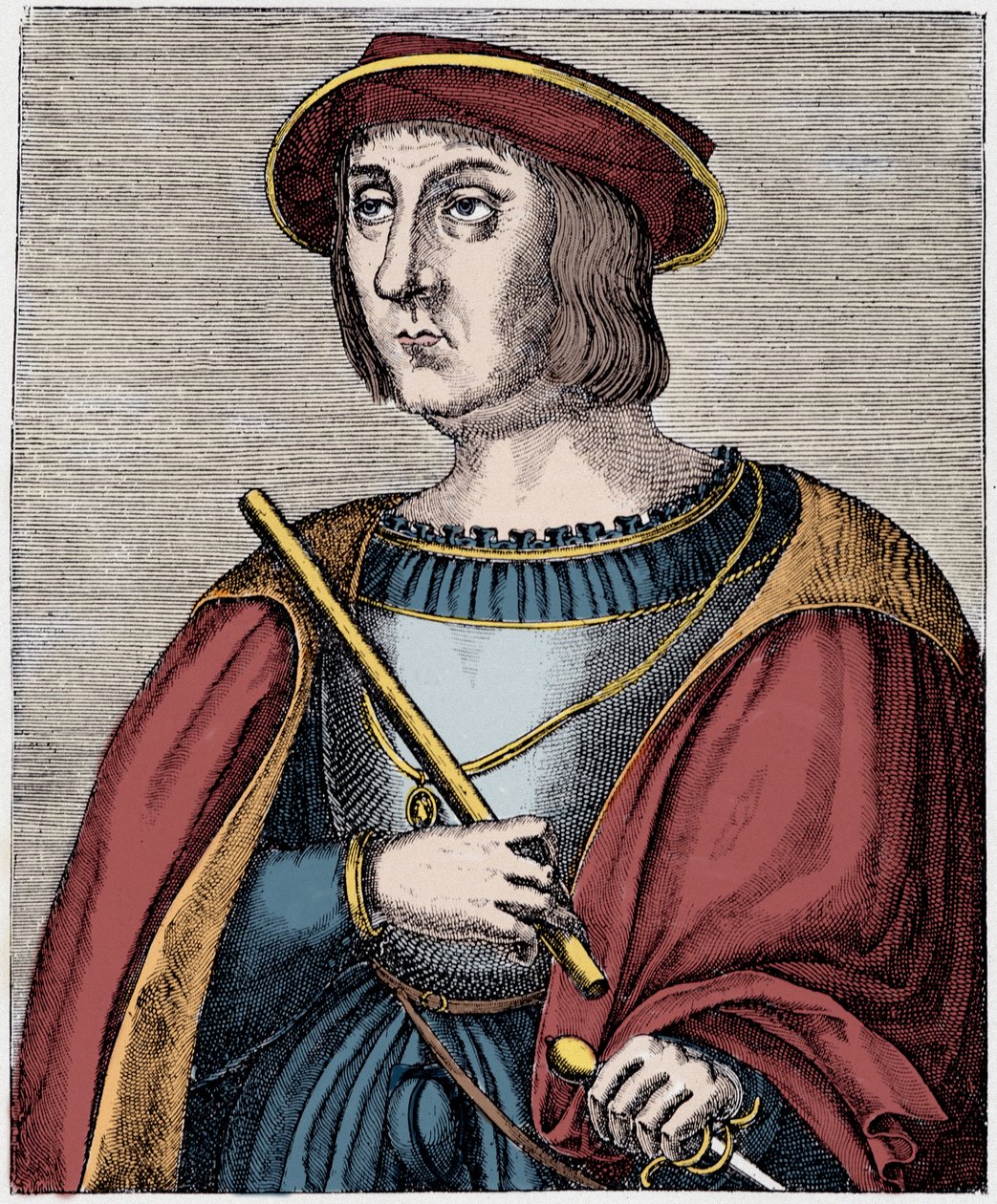 صورة لجاك الثاني دي شابان (لا باليس) (1470-1525) نقش من "لويس الثاني عشر وآن دي بريتاني" لبول لاكروا ، إد جورج هرتريل بواسطة المدرسة الفرنسية