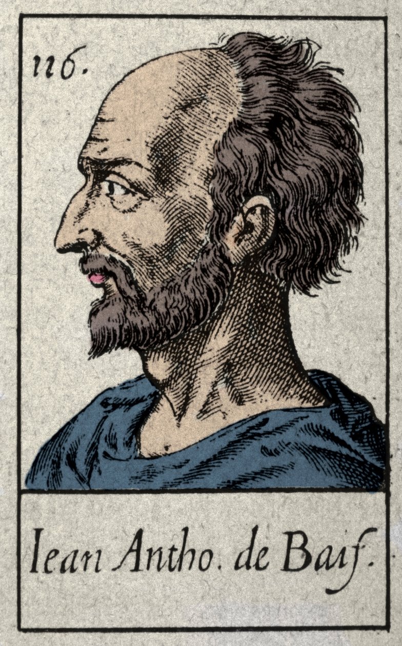 Portrait of Jean Antoine de Baif (1532-1589), French poet member of the Pleiade movement. Engraving of the 19th century. بواسطة المدرسة الفرنسية