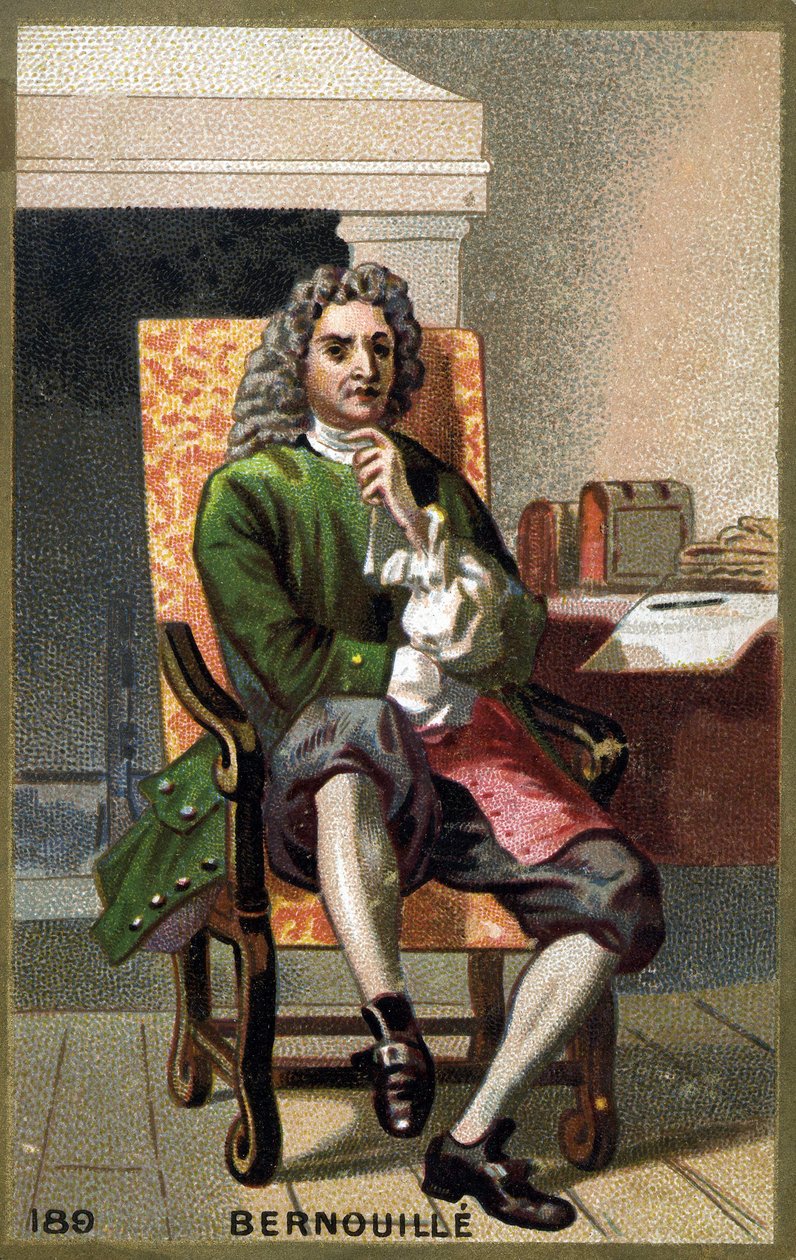 صورة جان برنولي (يوهان برنولي) (1667-1748) الطباعة الحجرية الملونة بنهاية القرن التاسع عشر. بواسطة المدرسة الفرنسية