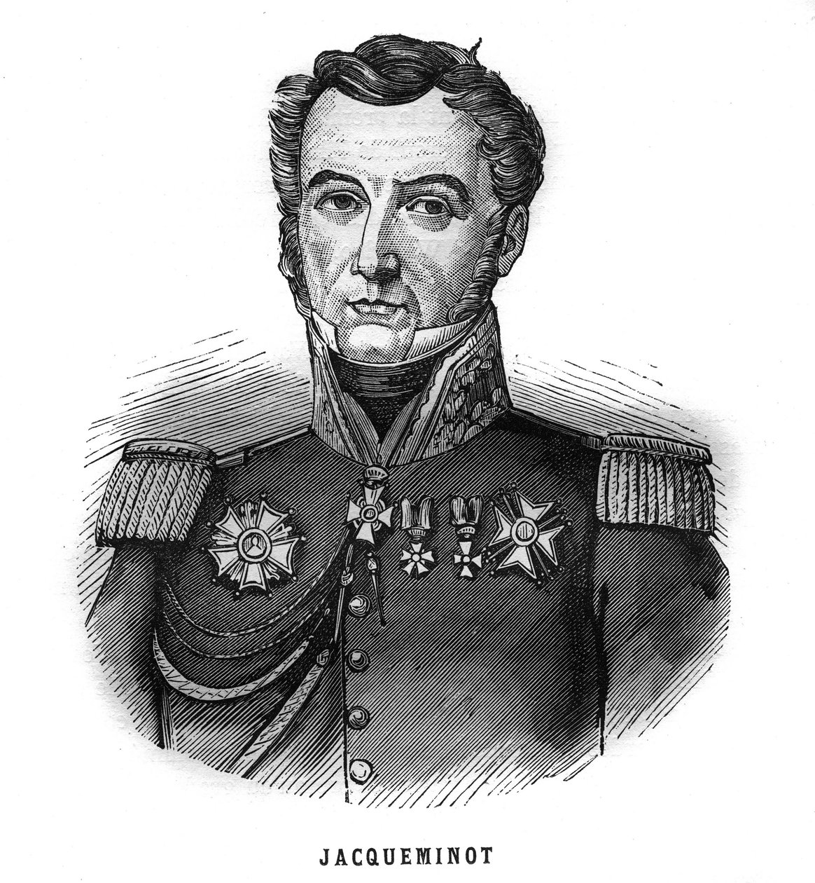 صورة جان فرانسوا جاكمينو ، Viscount of Ham (1787-1865) ، جنرال وسياسي فرنسي. نقش في "Les Illustrations De L'armee Francaise de 1789 a 1880" بواسطة المدرسة الفرنسية