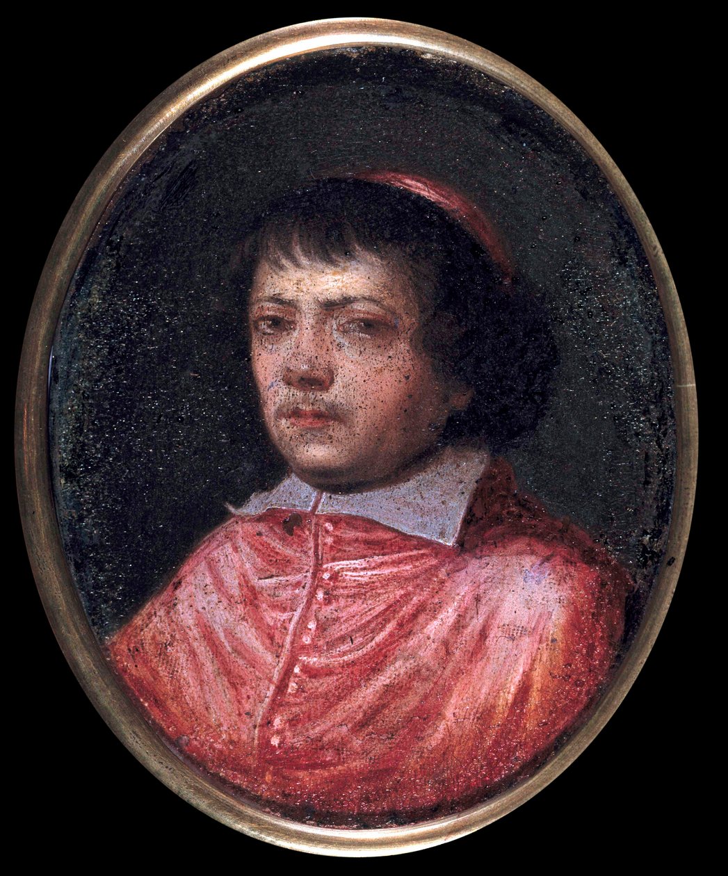 Portrait of Jean Francois Paul de Gondi (Jean-Francois-Paul de Gondy) (1614-1679) Cardinal de Retz, Coadjutor of the Archeveque of Paris, Cardinal in 1651 Miniature painting of the 17th century. Chantilly, Conde Museum بواسطة المدرسة الفرنسية