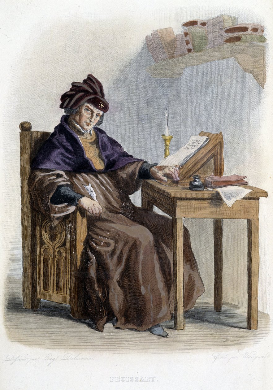 Portrait of Jean Froissart (1337-1404) in “” Le Plutarque francais””, Editions Mennechet بواسطة المدرسة الفرنسية