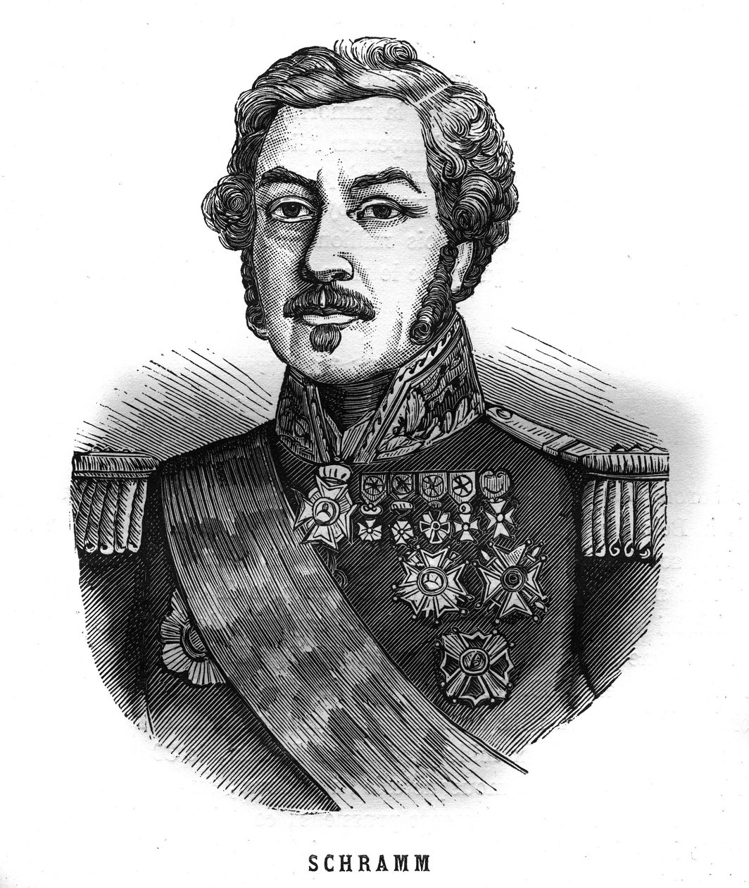 صورة جان بول آدم شرام (1789-1884) فرانسيه عام. نقش في "Les Illustrations De L'armee Francaise de 1789 a 1880" بواسطة المدرسة الفرنسية