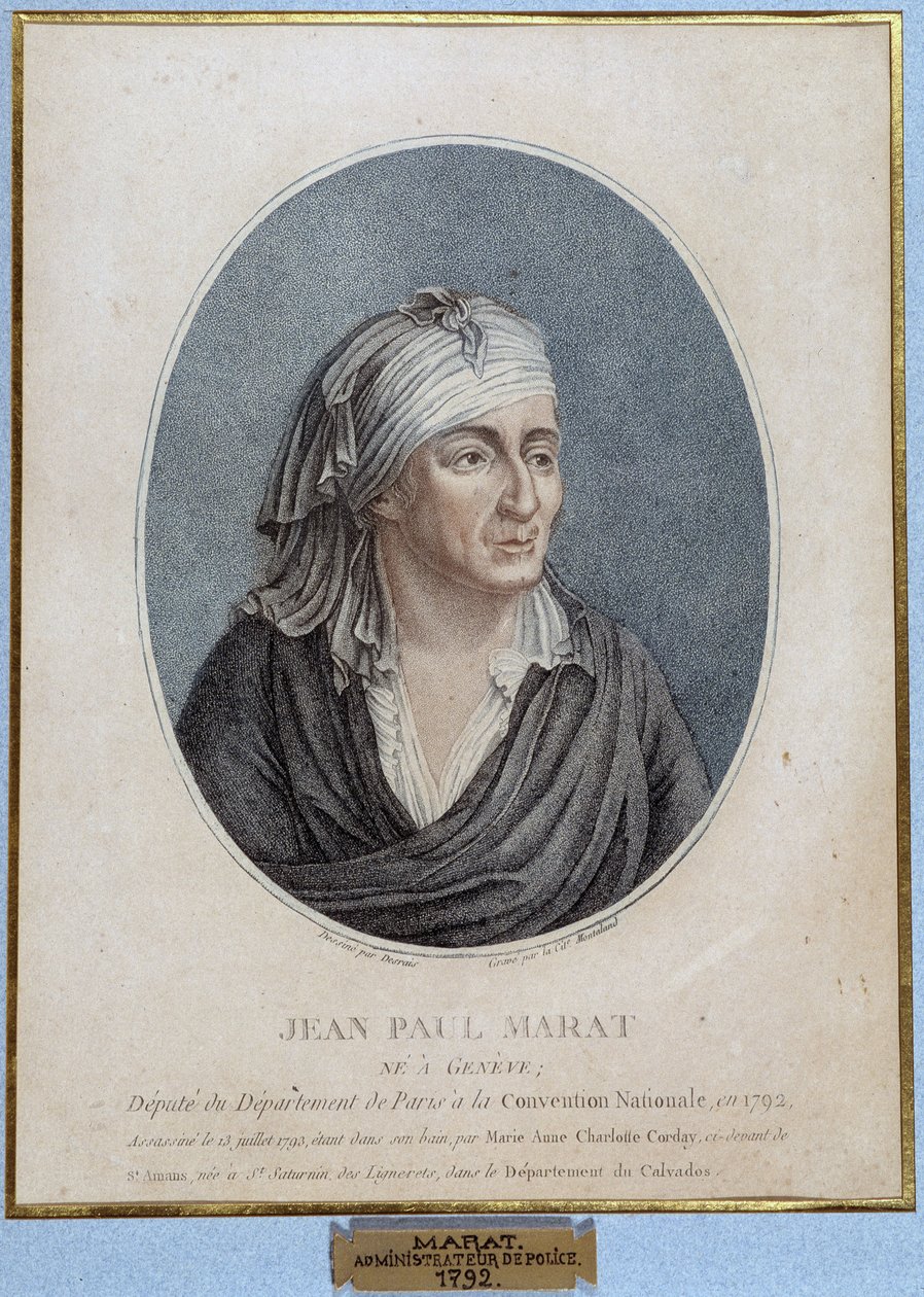 صورة جان بول مارات (1743-1793) ، طبيب فرنسي ، دعاية وسياسي بواسطة المدرسة الفرنسية