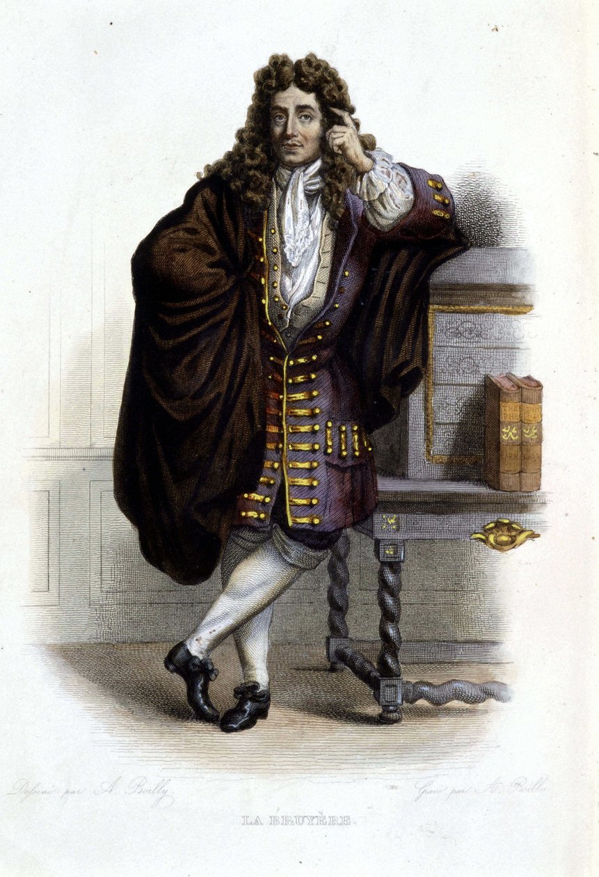 Portrait of Jean de La Bruyere, French writer and moralist (1645-1696) in Ed. Mennechet, “” Le Plutarque francais”” بواسطة المدرسة الفرنسية
