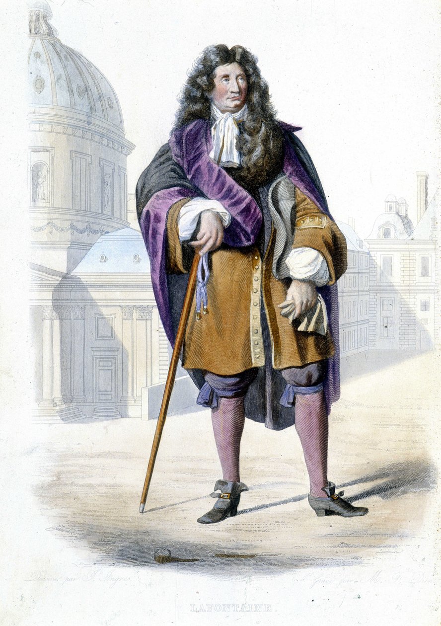 Portrait of Jean de La Fontaine, French writer (1621-1695) - in Ed. Mennechet, “” Le Plutarque francais”” بواسطة المدرسة الفرنسية