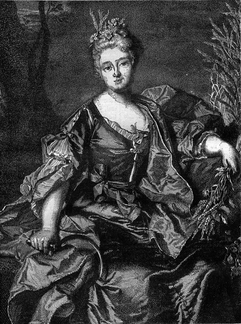 صورة لجين بيكو ، كونتيسة (أو مدام) لباري (1743-1793) ، آخر عشيقة لويس الخامس عشر ، في سيريس ، إلهة الزراعة. نقش في "تاريخ الدعارة والفجور في شعوب العالم من العصور القديمة وحتى يومنا هذا" للدكتور ت. بواسطة المدرسة الفرنسية