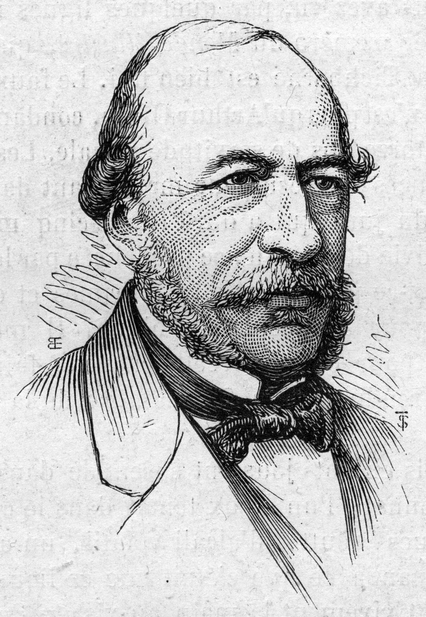 صورة لجوزيف أوتران (1813-1877) ، شاعر وأكاديمي فرنسي. نقش في "" Le Monde Illustré "" رقم 883 بتاريخ 14 مارس 1874. بواسطة المدرسة الفرنسية