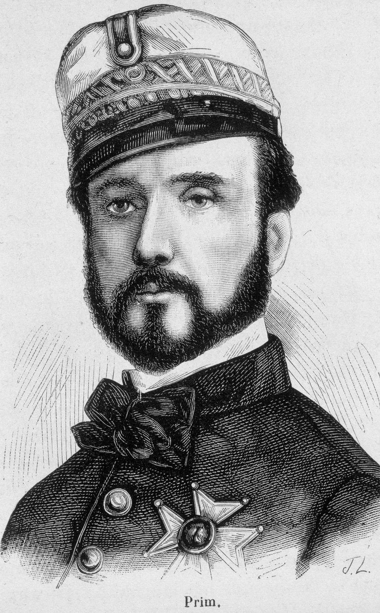 صورة خوان بريم واي براتس ، جنرال وسياسي إسباني (1814 - 1870) - في "تاريخ فرنسا" بواسطة هنري مارتن بواسطة المدرسة الفرنسية