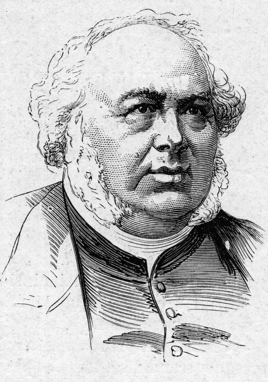 صورة لجول جانين (1804-1874) ، روائي وناقد وأكاديمي فرنسي. نقش في "" Le Monde Illustré "" رقم 883 بتاريخ 14 مارس 1874. بواسطة المدرسة الفرنسية
