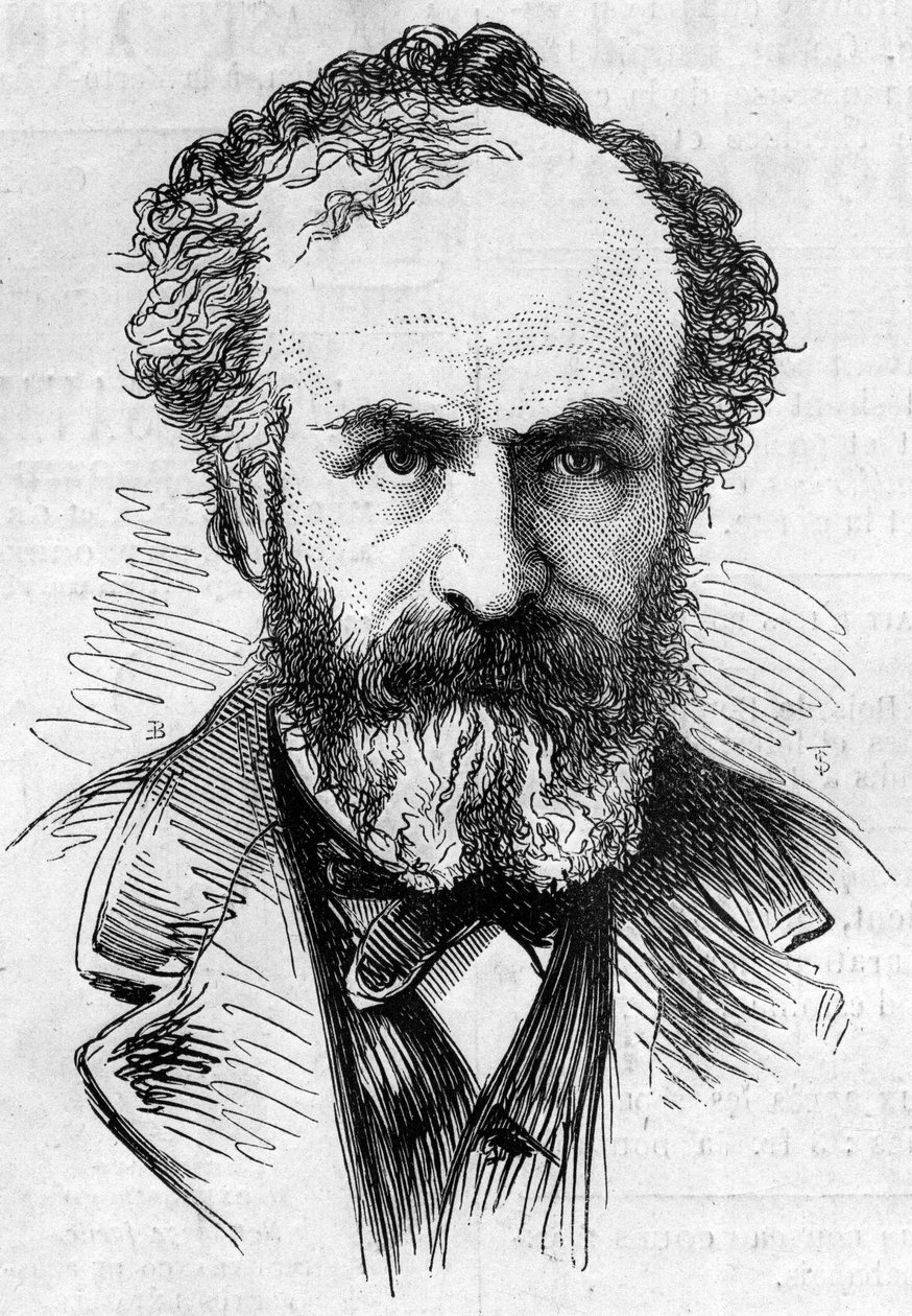 صورة لجول جانسين (1824-1907) ، عالم الفلك الفرنسي ، طريقة لرصد النتوءات الشمسية. نقش في "" Le Monde Illustré "" رقم 911 بتاريخ 26 سبتمبر بواسطة المدرسة الفرنسية