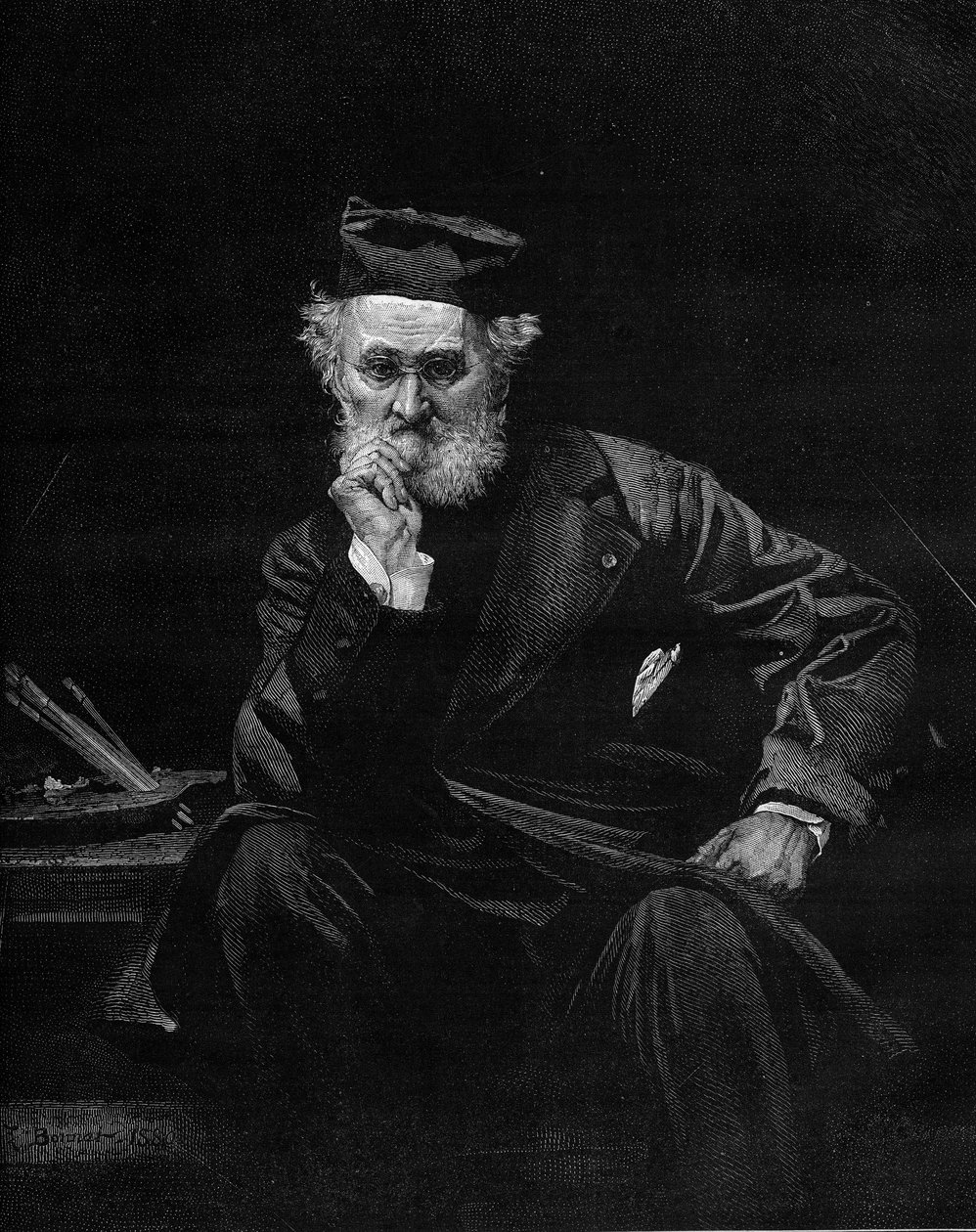 صورة ليون كوجنيت (1794-1880) ، رسام فرنسي. نقش في "" Le Monde Illustré "" رقم 1236 بتاريخ 4 ديسمبر 1880. بواسطة المدرسة الفرنسية