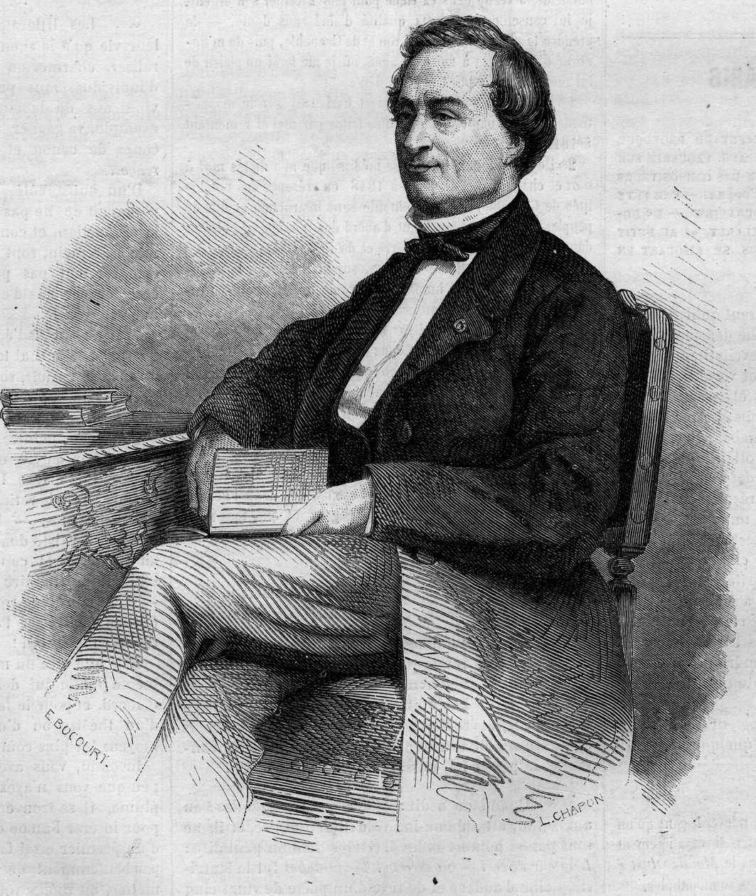 صورة للقاضي وعضو مجلس الشيوخ الفرنسي لويس برنارد بونجيان (1804-1871). نقش في "" Le Monde Illustré "" رقم 309 بتاريخ 14 مارس 1863. بواسطة المدرسة الفرنسية