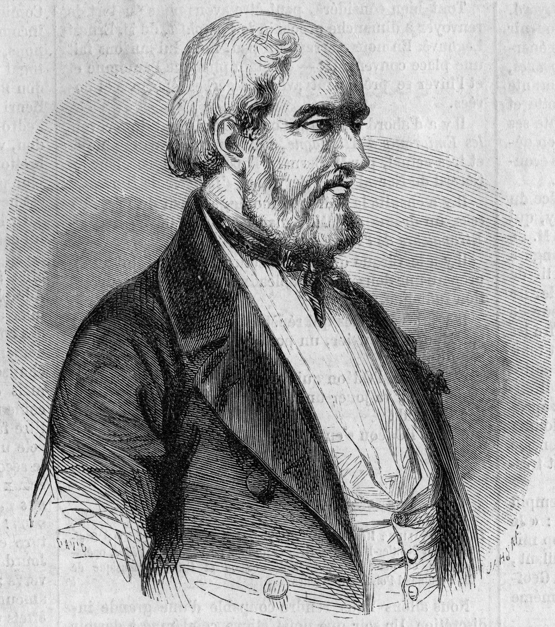 صورة لويس جارنيراي (1783-1857) ، بحار فرنسي ورسام ومؤرخ بحري. نقش في "" Le Monde Illustré "" رقم 26 في 10 أكتوبر بواسطة المدرسة الفرنسية