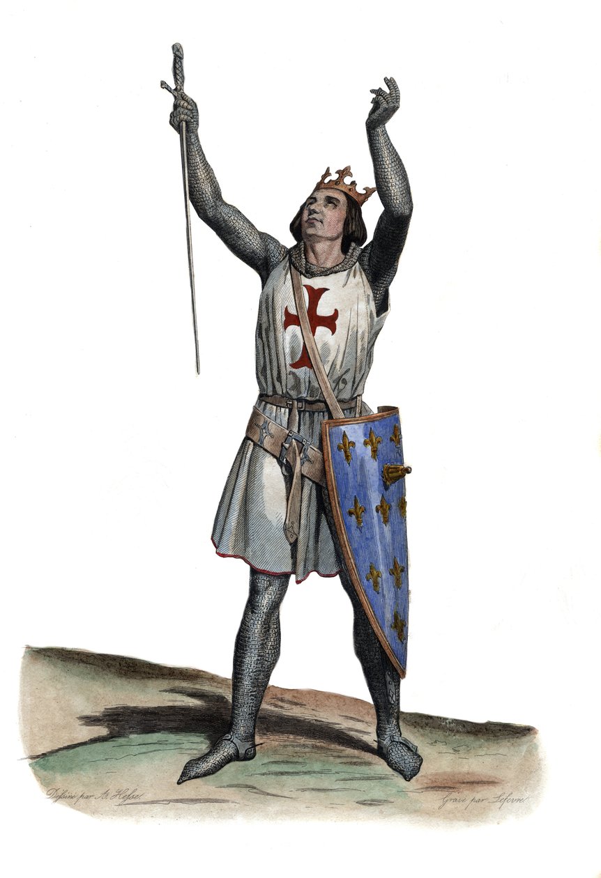 صورة لويس التاسع ملك فرنسا (سانت لويس) (1214-1270) ، ملك فرنسا. رسم توضيحي من "" Le Plutarque Français "" لإدمون مينيت بواسطة المدرسة الفرنسية
