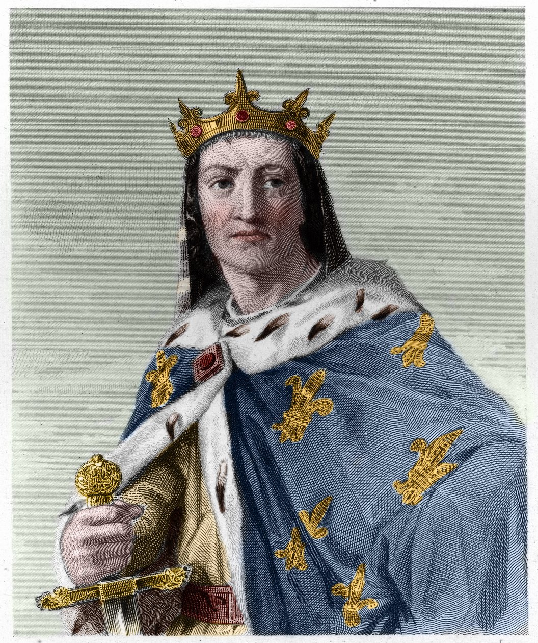 صورة لويس الثامن (1187 - 1226) ، ملك فرنسا - في "" Histoire des Francais "" للافالي ، نقش ، بدون تاريخ. بواسطة المدرسة الفرنسية