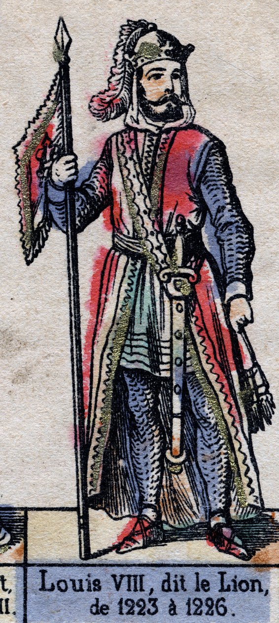 بورتريه لويس الثامن ملك فرنسا المعروف بالأسد (1187-1226) (سلالة الكابيتيون). التوضيح أواخر القرن التاسع عشر. بواسطة المدرسة الفرنسية