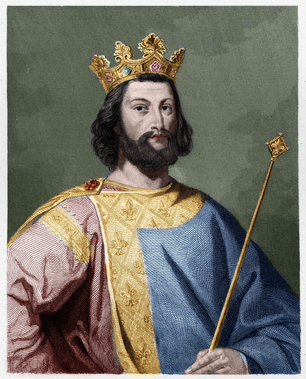 صورة لويس السابع الشاب (1120 - 1180) ، ملك فرنسا - في "Histoire des Francais" للافالي ، نقش ، sd. بواسطة المدرسة الفرنسية