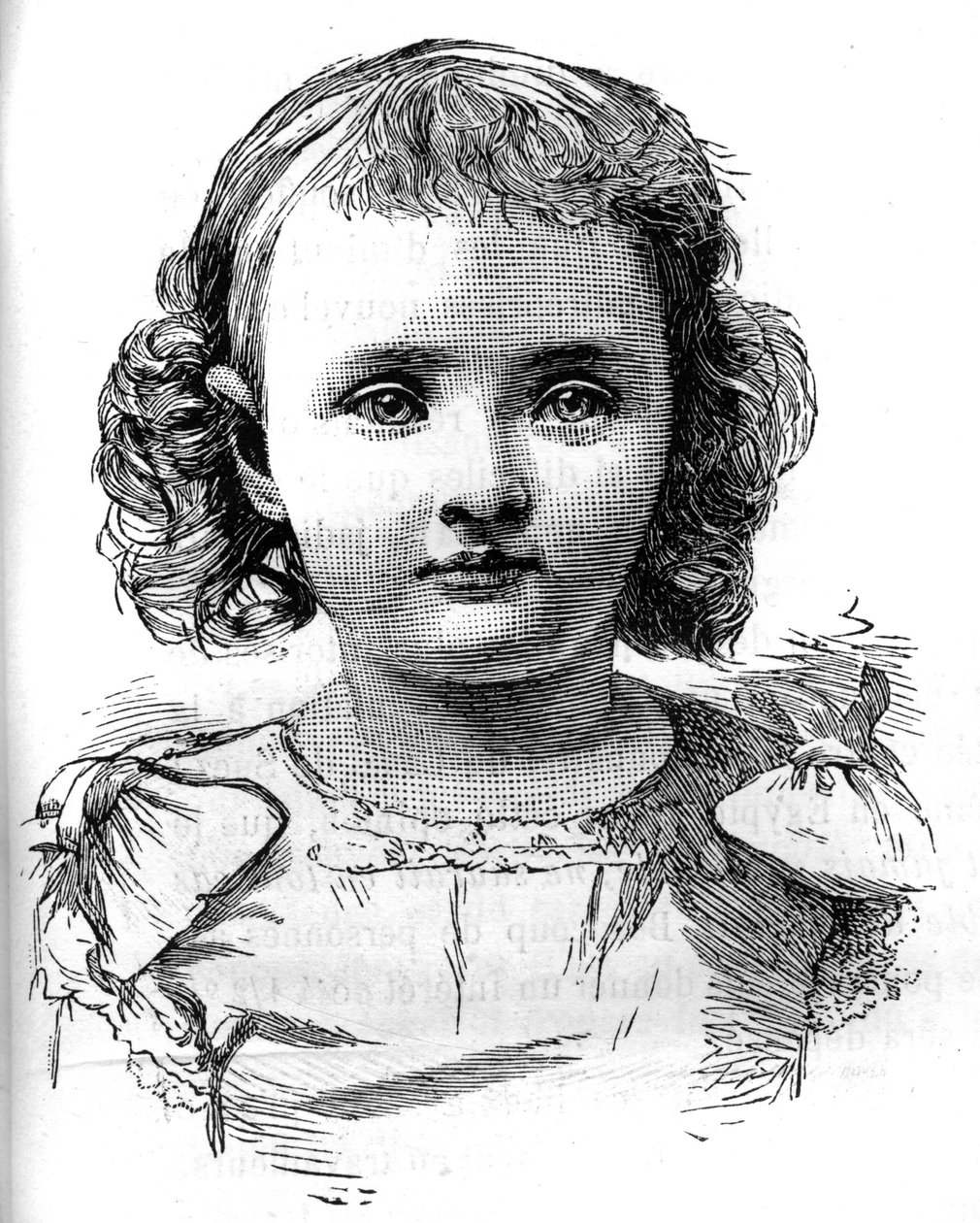 صورة لويز دورلينز (1882-1958) ، "فيل دو فرانس" ثم أميرة الصقليّة (Deux-Sicilies). نقش في "" Le Monde Illustré "، ٢٦ يونيو ١٨٨٦. بواسطة المدرسة الفرنسية