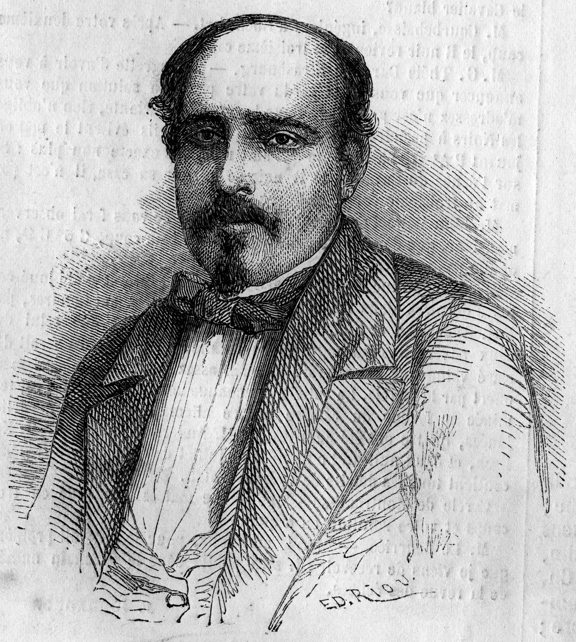 صورة لويز أوغوستو ريبيلو دا سيلفا (1822-1871) ، كاتب برتغالي. نقش في "" Le Monde Illustré "" رقم 227 بتاريخ 17 أغسطس 1861. بواسطة المدرسة الفرنسية