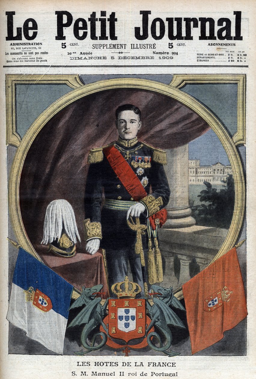 صورة شخصية لملك البرتغال مانويل الثاني (1889-1932) أثناء زيارته لباريس - "Le Petit Journal" في 5 ديسمبر بواسطة المدرسة الفرنسية