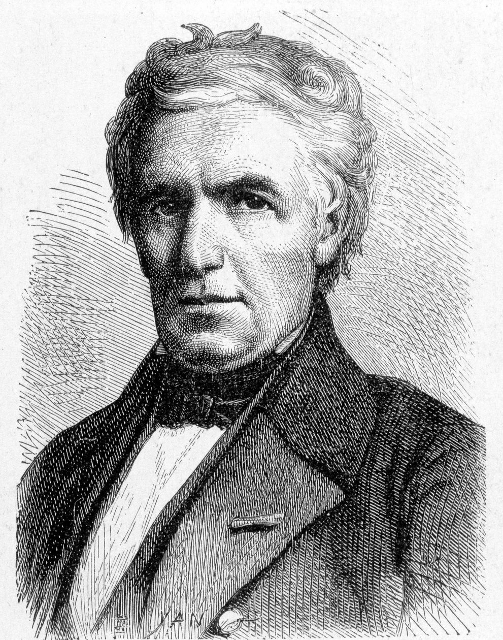 صورة لمارك سيجوين (1786 - 1844) ، المهندس الفرنسي الذي تصور مبدأ الجسور المعلقة ، وهو أيضًا مخترع الغلاية الأنبوبية - في ألبوم de la Science؛ علماء لامعون الاكتشافات العظيمة "" "1896. بواسطة المدرسة الفرنسية