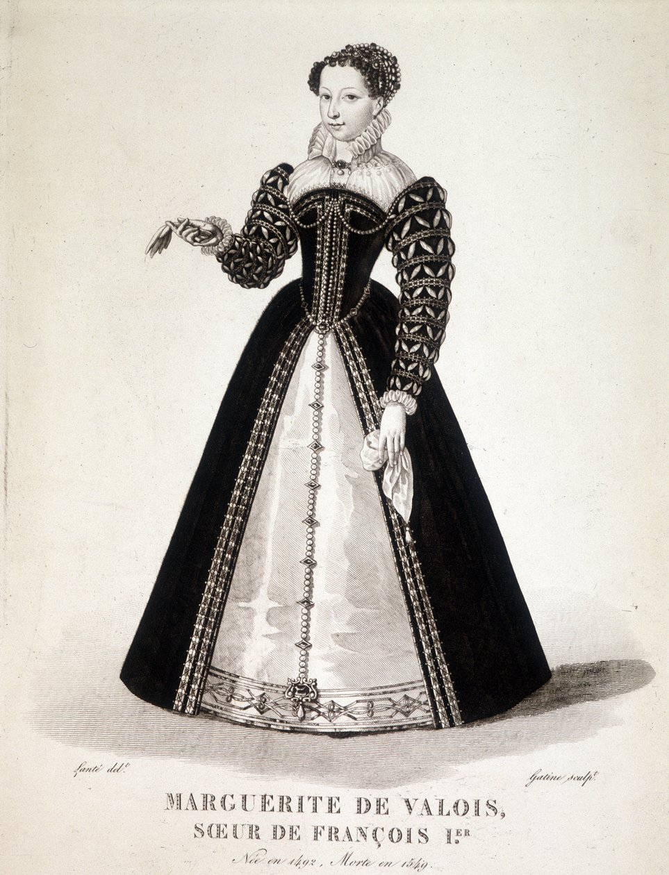 Portrait of Margarita of Navarre (Margaret of Valois, Marguerite of Angouleme or Marguerite of France (1492-1549) Queen of Navarre and Poetess - 19th century بواسطة المدرسة الفرنسية