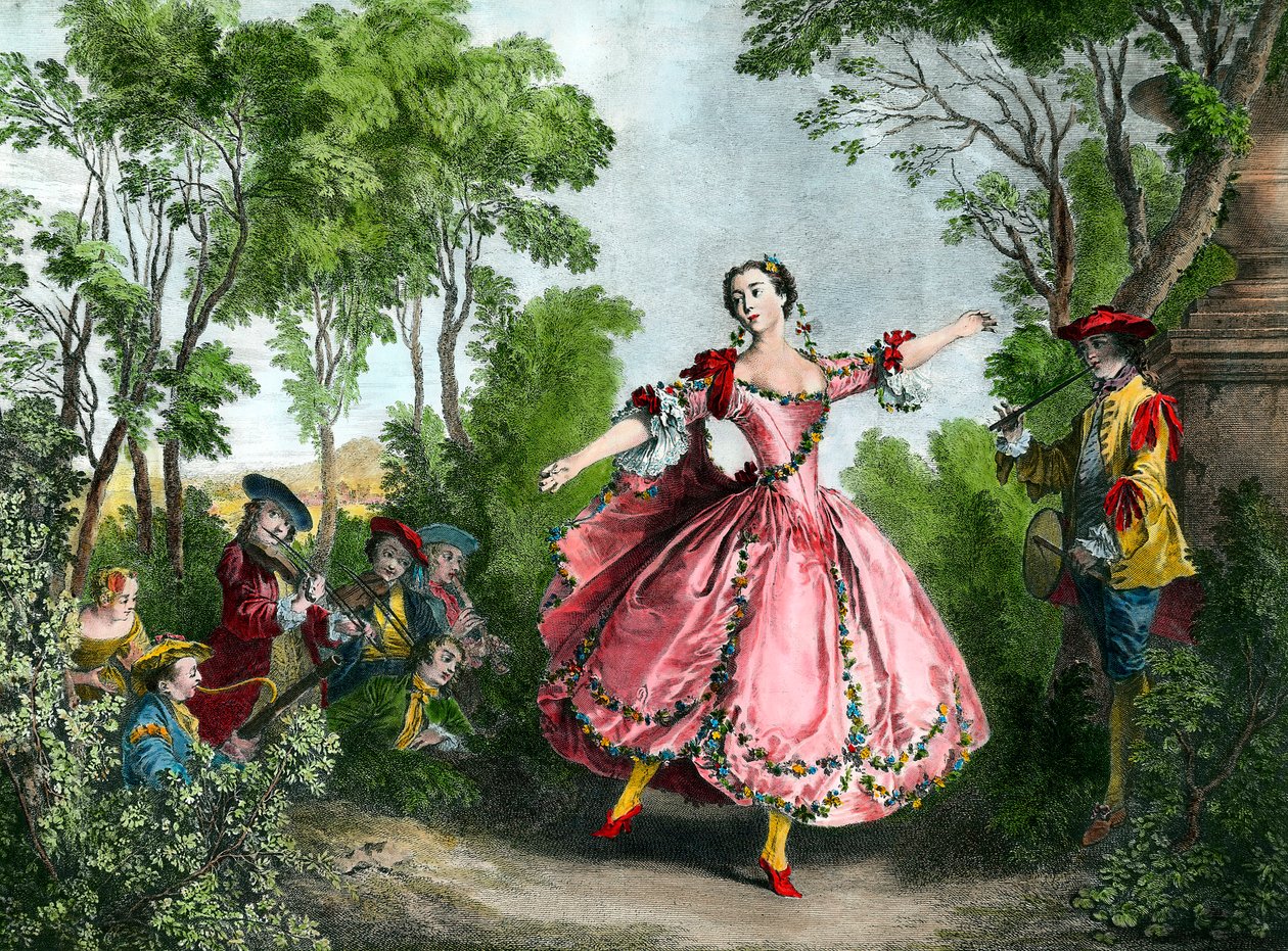 صورة لماري آن دي كوبيوس دي كامارغو دي لا كامارجو (1710-1770) راقصة نقش باريس القرن الثامن عشر. متحف مكتبة الأوبرا بواسطة المدرسة الفرنسية