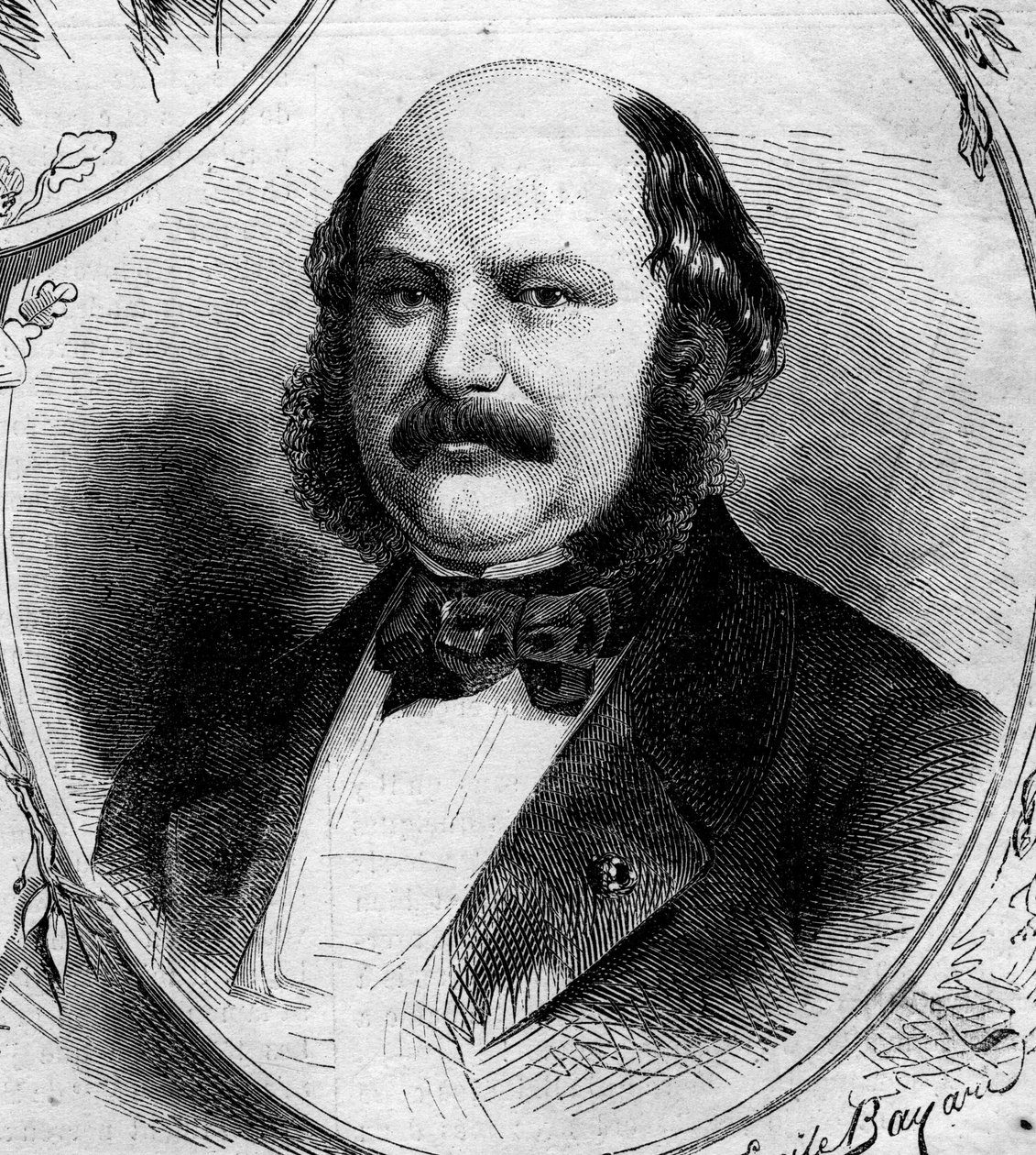 صورة لماكسيميليان جول ماركوس كونيغسورتر (1817-1878) ، مصرفي وسياسي فرنسي. نقش في "" Le Monde Illustré "" رقم 262 بتاريخ 19 أبريل 1862. بواسطة المدرسة الفرنسية