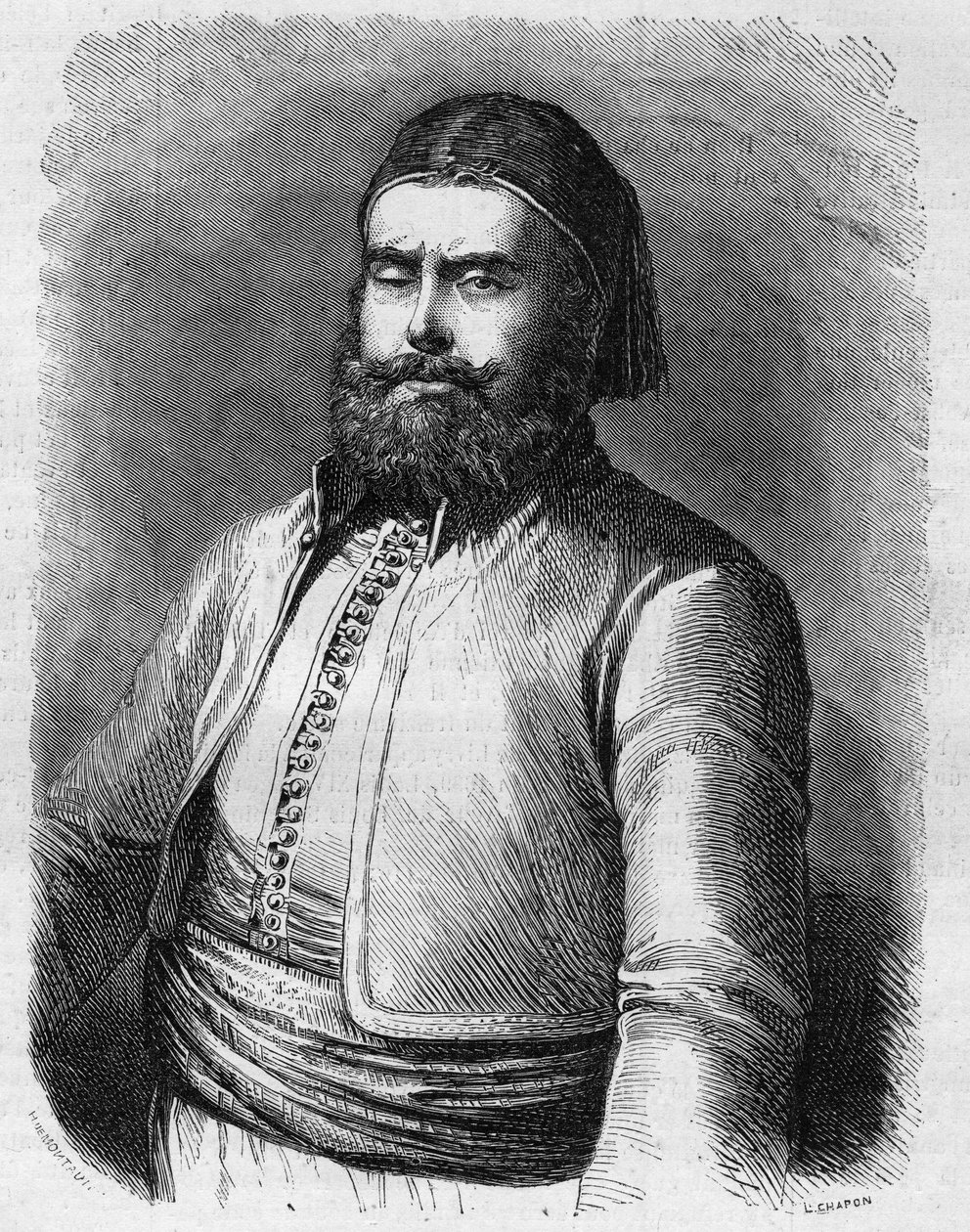 صورة لمحمد سعيد (1822-1863) نائب ملك مصر (باشا) في عهد الدولة العثمانية. نقش في "" Le Monde Illustré "" رقم 303 بتاريخ 31 يناير بواسطة المدرسة الفرنسية