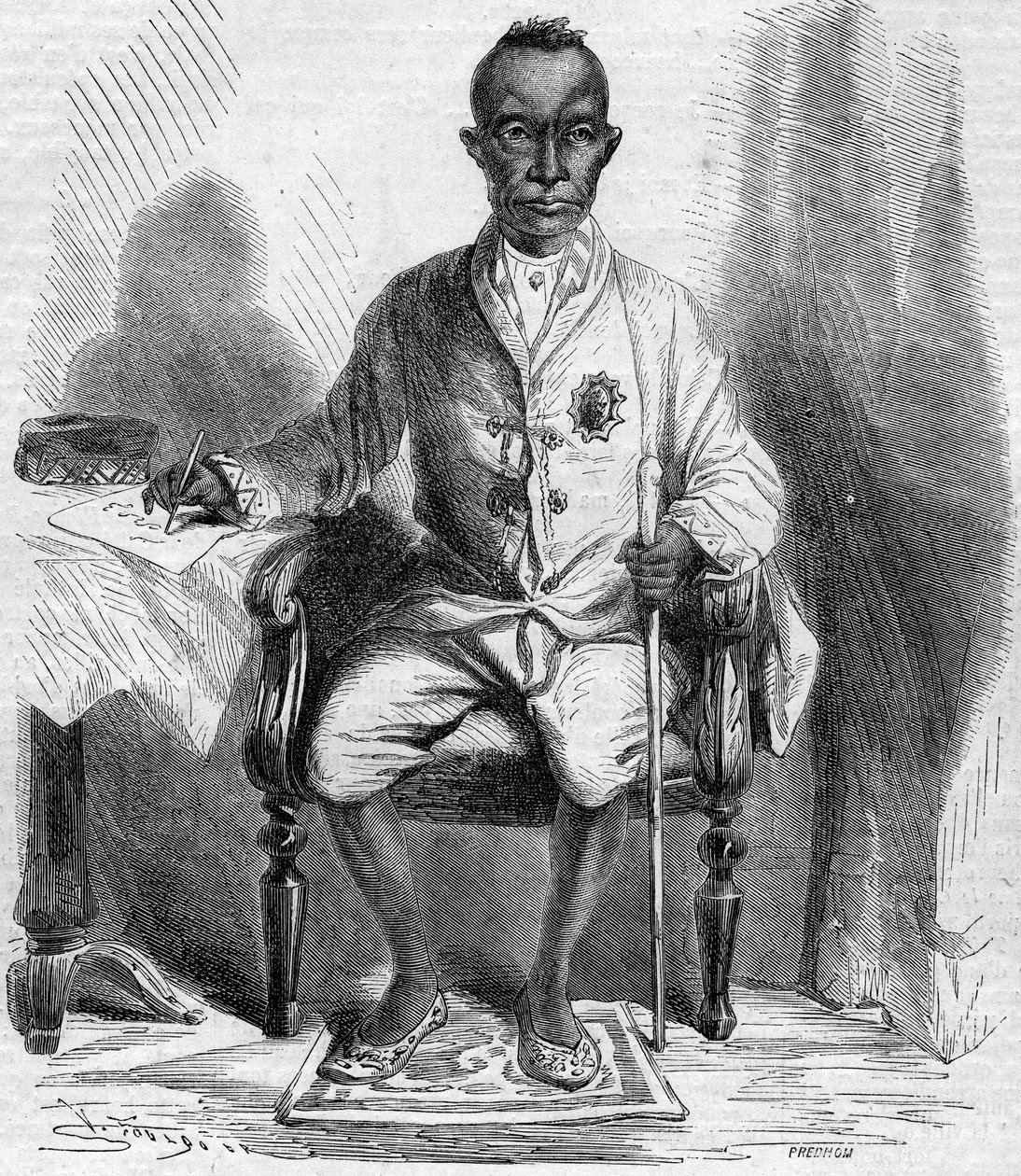 صورة مونغكوت (راما الرابع أو فراتشومكلاو) (1804-1868) ، ملك سيام (تايلاند اليوم). نقش في "" Le Monde Illustré "" رقم 222 بتاريخ 13 يوليو 1861. بواسطة المدرسة الفرنسية