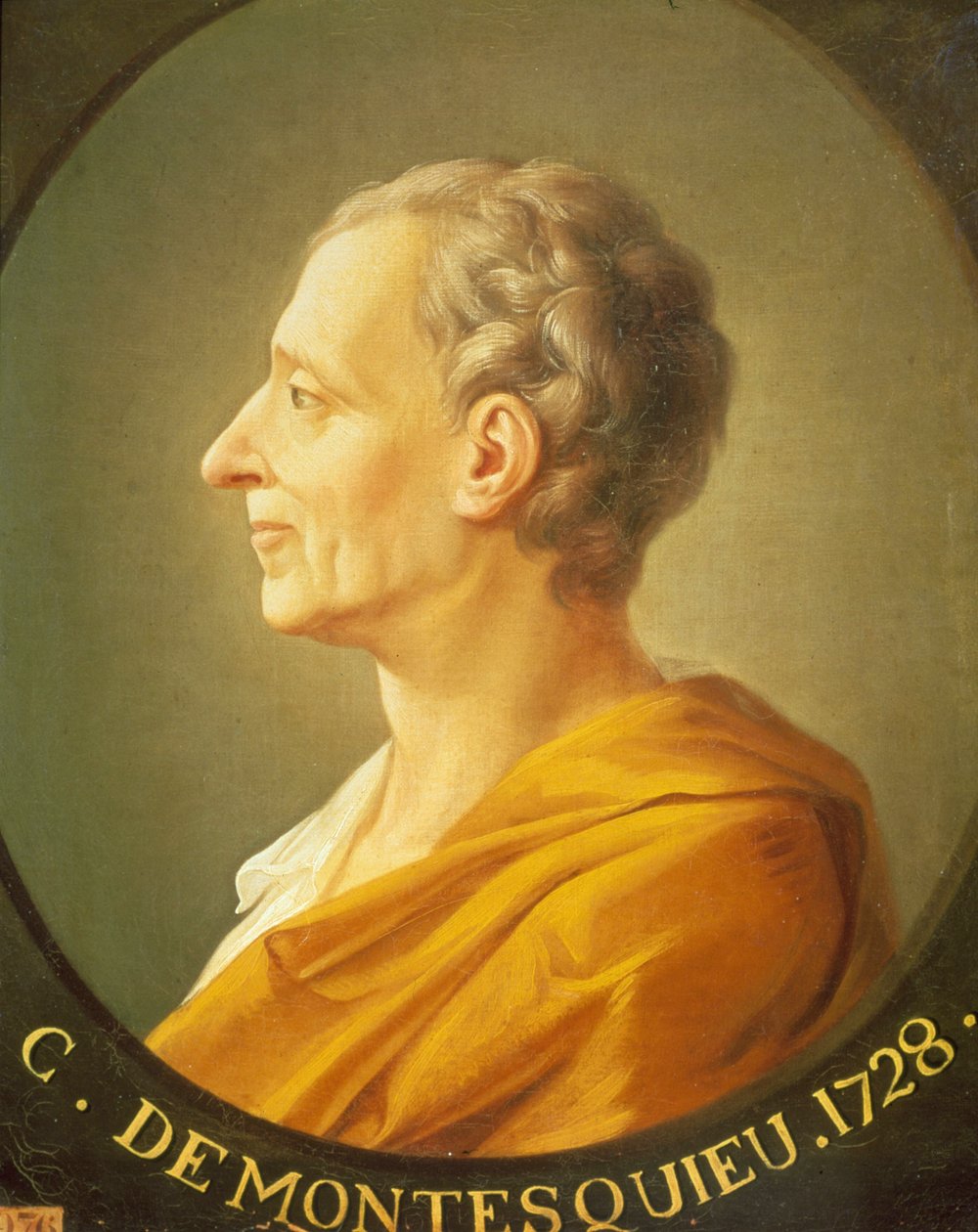 صورة لمونتسكيو (1689 - 1755) في ميدالية بواسطة المدرسة الفرنسية