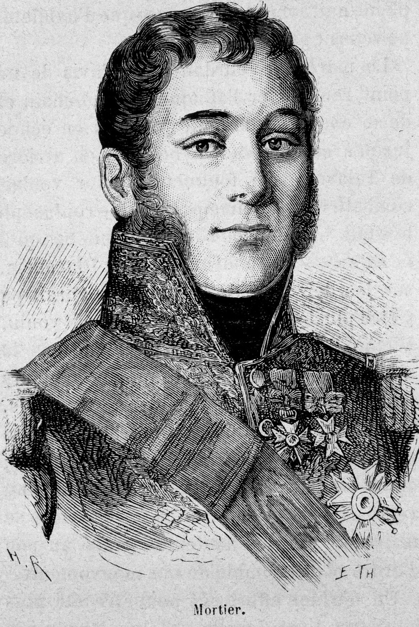 صورة لمورتير ، دوق تريفيزو (1768 - 1835) ، مارشال فرنسا ، قُتل أثناء هجوم فيشي - في "تاريخ فرنسا" بواسطة هنري مارتن بواسطة المدرسة الفرنسية