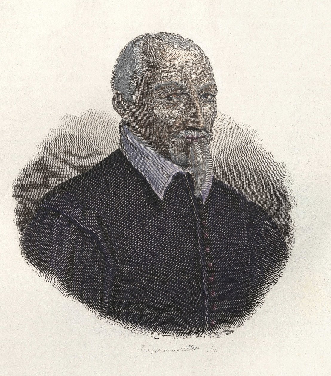 Portrait of Olivier de Serres (1539-1619), french agronomist. in “” Portraits des Hommes Useful” بواسطة المدرسة الفرنسية
