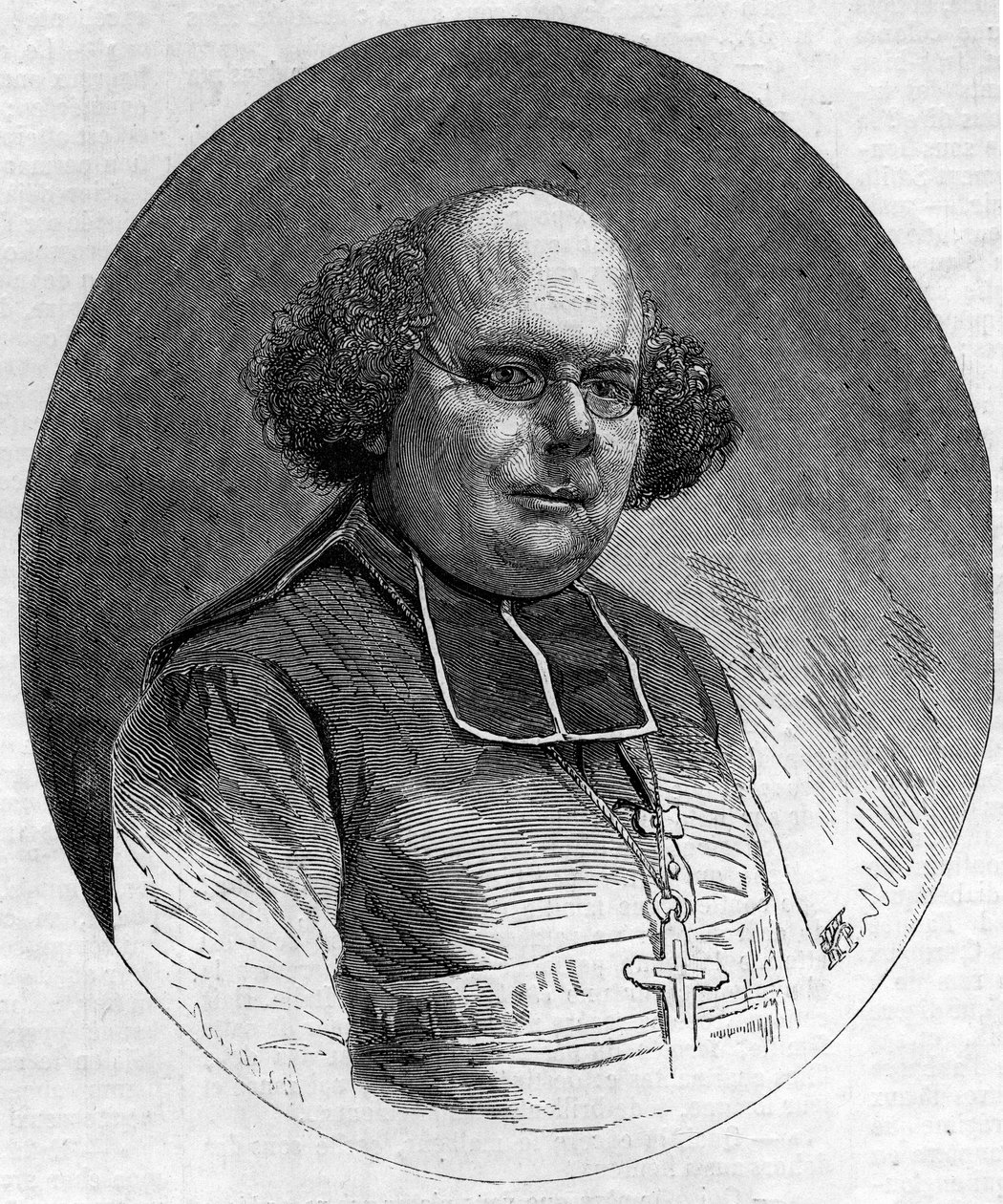 صورة لباتريس كرويس (1815-1866) ، أسقف مرسيليا من 1861 إلى 1865. نقش في "" Le Monde Illustré "" رقم 232 بتاريخ 21 سبتمبر بواسطة المدرسة الفرنسية