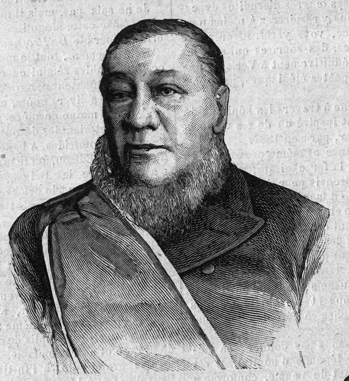 صورة لبول كروجر (ستيفانوس يوهانس باولوس كروجر) (1825-1904) ، رئيس جمهورية ترانسفال بجنوب إفريقيا. نقش في "La gazette du dimanche" في 16 يناير بواسطة المدرسة الفرنسية