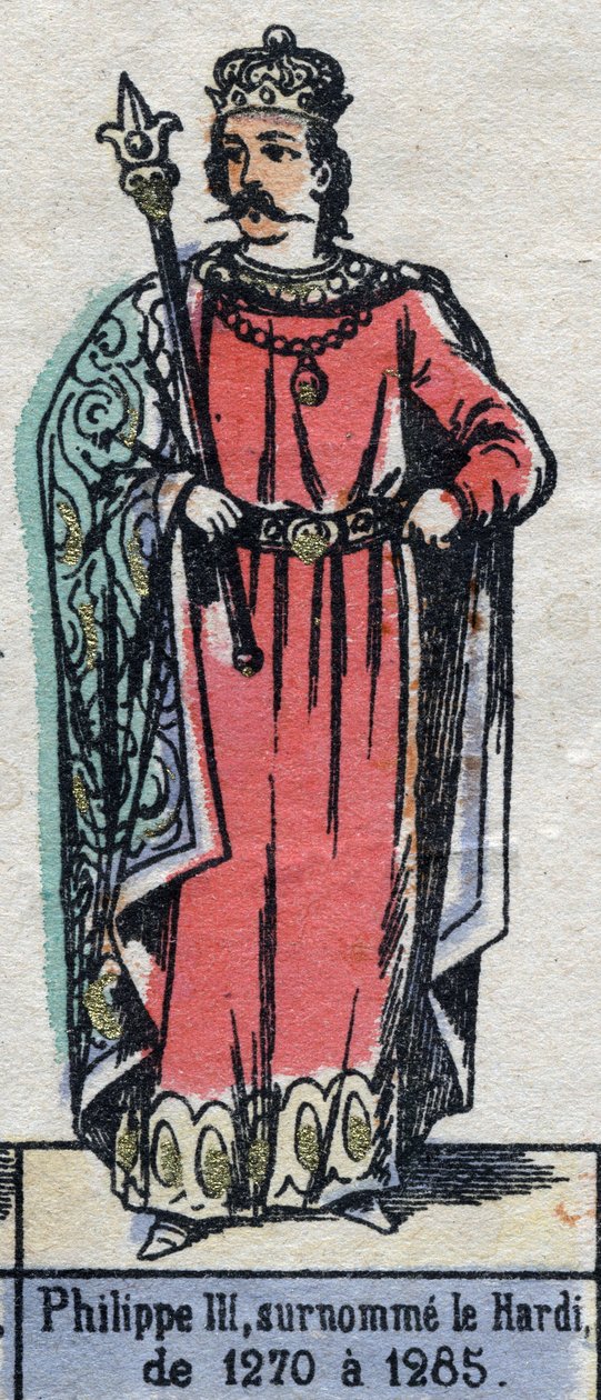 صورة لفيليب الثالث ملك فرنسا ، المعروف باسم فيليب هاردي (1245-1285) (سلالة الكابيتيون). التوضيح أواخر القرن التاسع عشر. بواسطة المدرسة الفرنسية