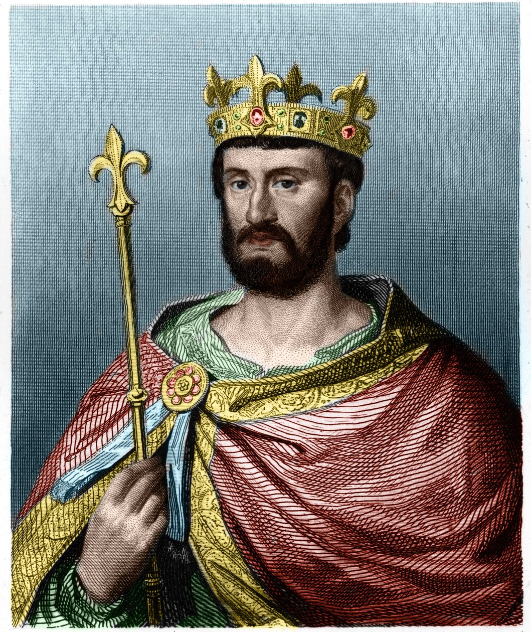 صورة لفيليب الأول (1060 - 1108) ، ملك فرنسا - في "" Histoire des Francais "" للافالي ، نقش ، بدون تاريخ. بواسطة المدرسة الفرنسية