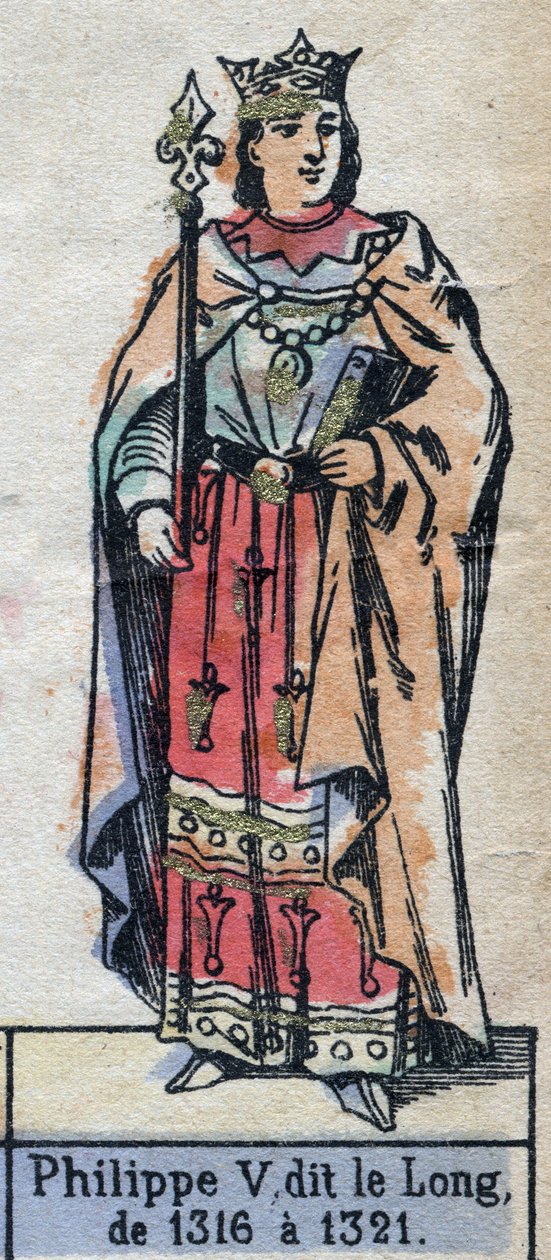 صورة لفيليب الخامس ملك فرنسا ، ديت فيليب لو لونج (1291-1322) (سلالة الكابيتيون). التوضيح أواخر القرن التاسع عشر. بواسطة المدرسة الفرنسية
