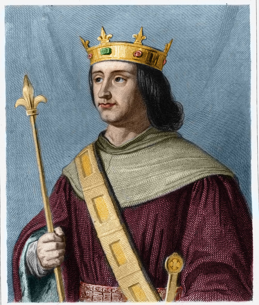 صورة لفيليب السادس دي فالوا (1294 - 1350) ، ملك فرنسا - في "" Histoire des Francais "" للافالي ، نقش ، بدون تاريخ. بواسطة المدرسة الفرنسية