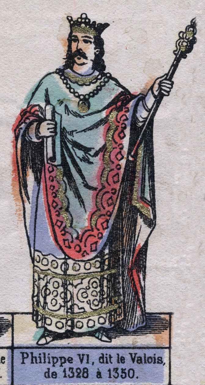 صورة لفيليب السادس ملك فرنسا ، المعروف باسم فيليب دي فالوا (1294-1350) (سلالة الكابيتيون). التوضيح أواخر القرن التاسع عشر. بواسطة المدرسة الفرنسية