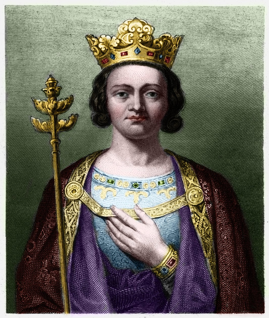 صورة لفيليب الخامس الطويل (1294 - 1322) ، ملك فرنسا - في "" Histoire des Francais "" للافالي ، نقش ، بدون تاريخ. بواسطة المدرسة الفرنسية