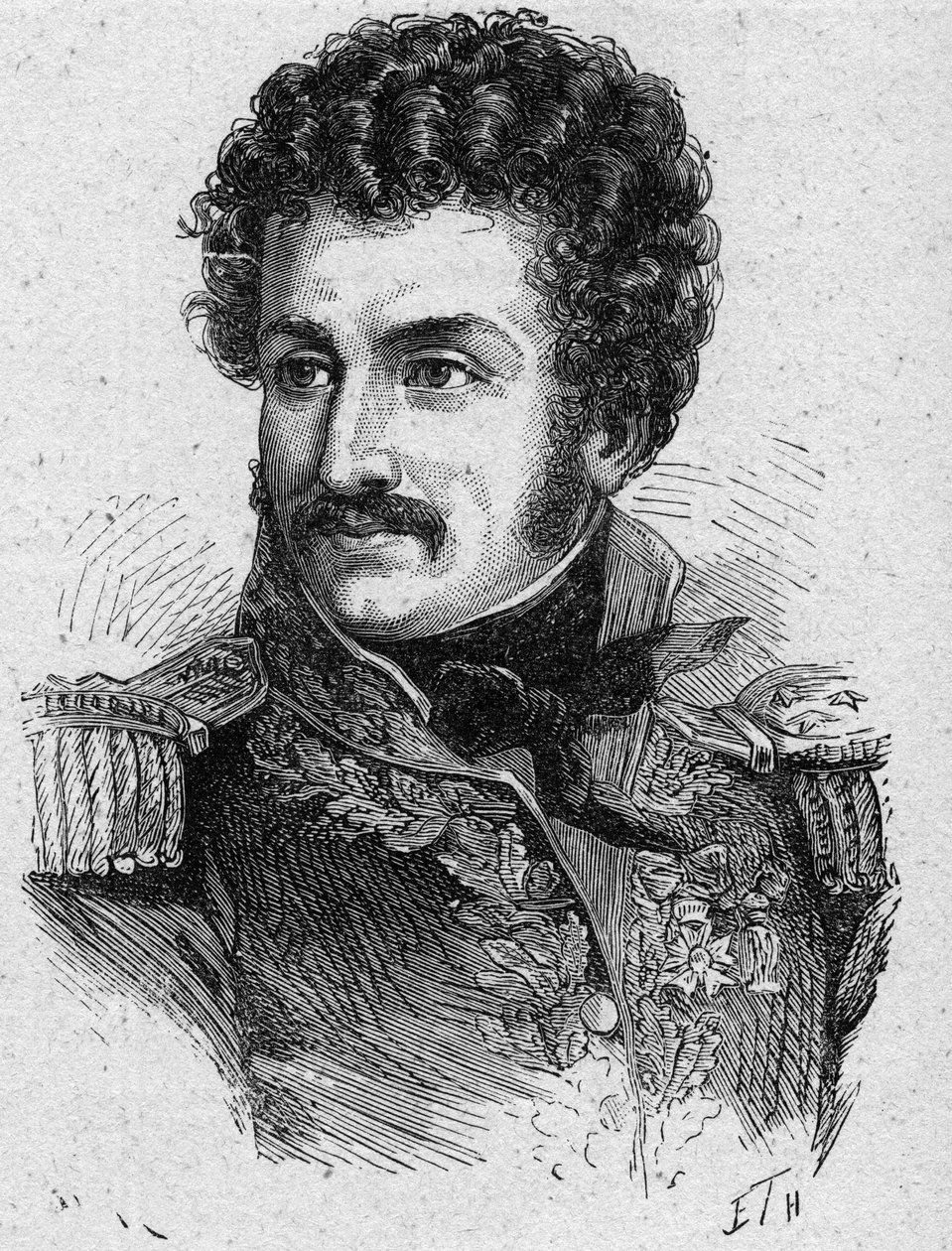 صورة لبيير يريكس (بيير يريكس) دومسنيل (1776-1832) ، الجنرال الفرنسي خلال الإمبراطورية الأولى والترميم - نقش 1889 - مجموعة خاصة بواسطة المدرسة الفرنسية