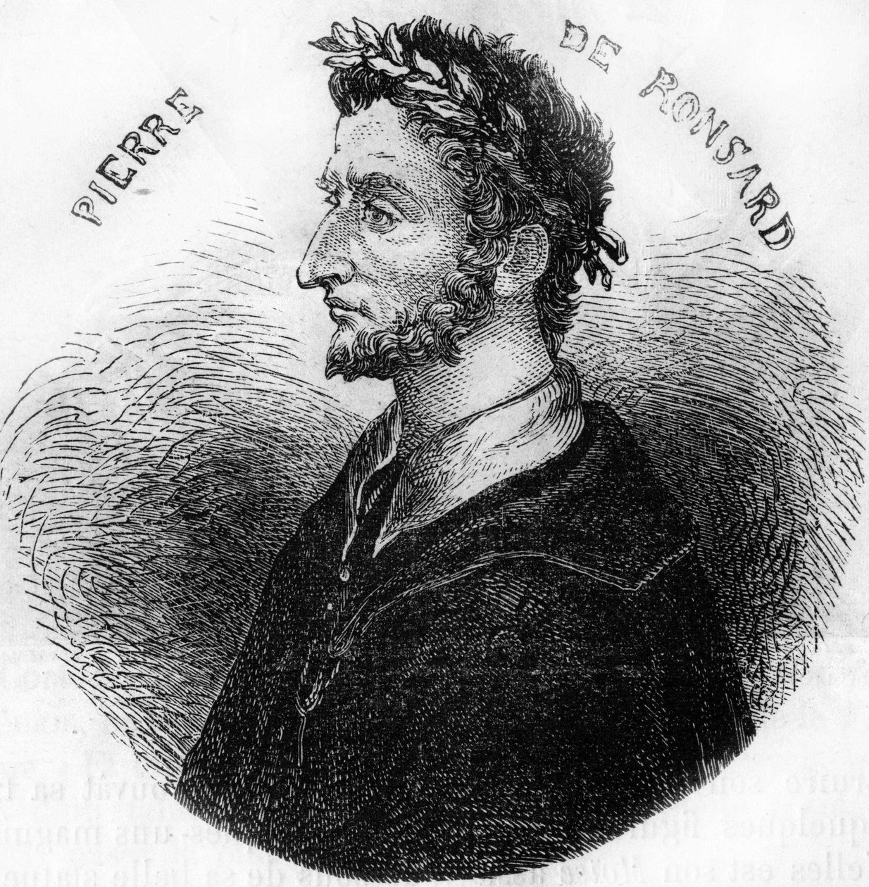 صورة للشاعر بيير دي رونسارد (1524-1585). في "" التاريخ الشعبي لفرنسا "" ، sd. حوالي عام 1885. نقش. بواسطة المدرسة الفرنسية