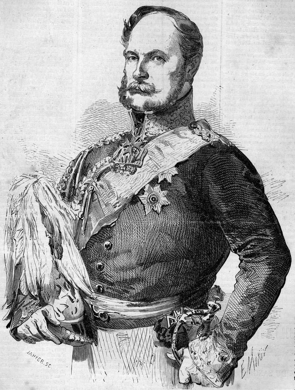 صورة للأمير فريدريك غيوم لويس (1797-1888) ، المستقبل ويليام الأول ، ملك بروسيا وإمبراطور ألمانيا. نقش في "" Le Monde Illustré "" رقم 30 بتاريخ 7 نوفمبر 1857. بواسطة المدرسة الفرنسية