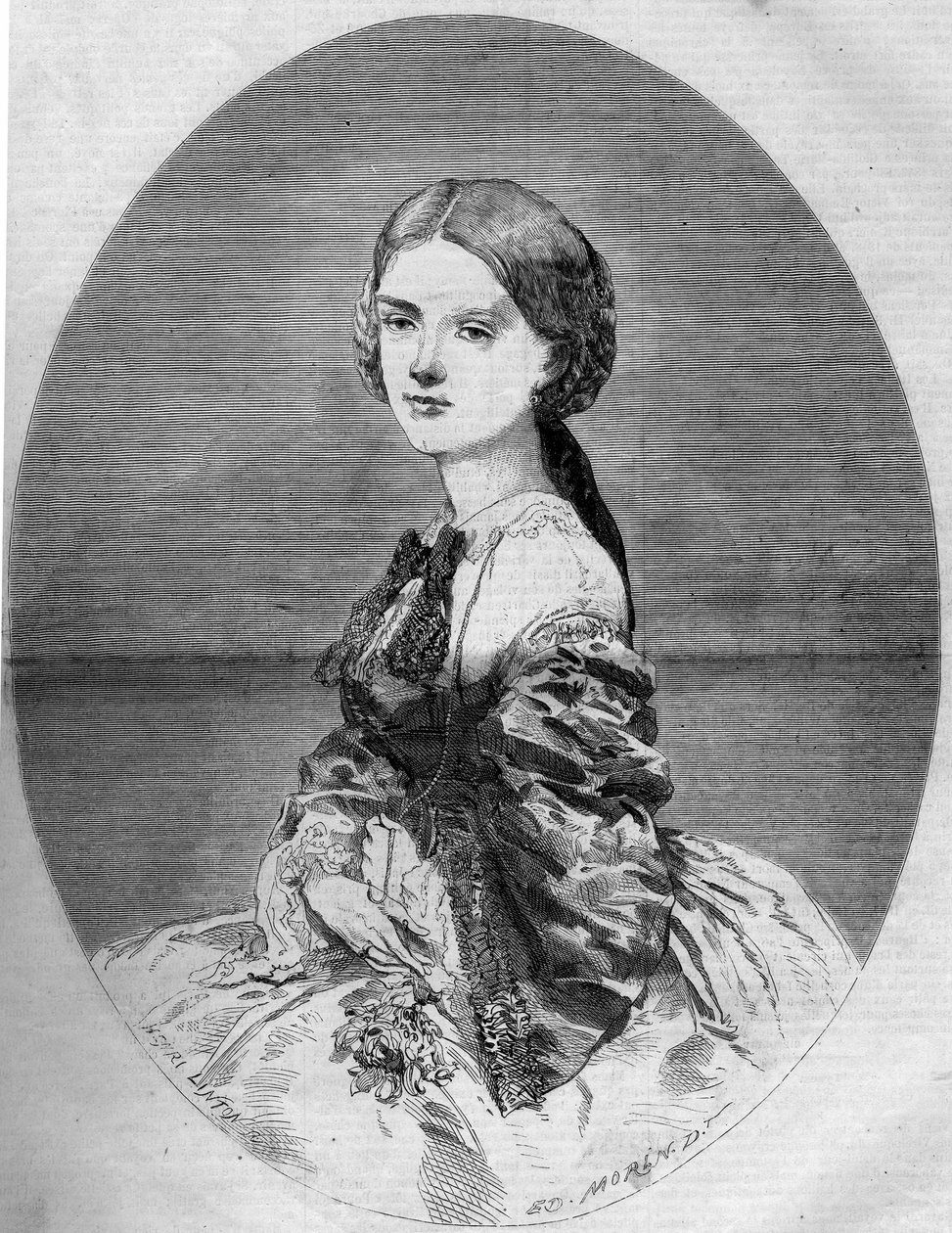صورة للأميرة كلوتيلد أوف سافوي (1843-1911) ، زوجة الأمير نابليون (1822-1891). نقش في "" Le Monde Illustré "" رقم 94 بتاريخ 29 يناير 1859. بواسطة المدرسة الفرنسية