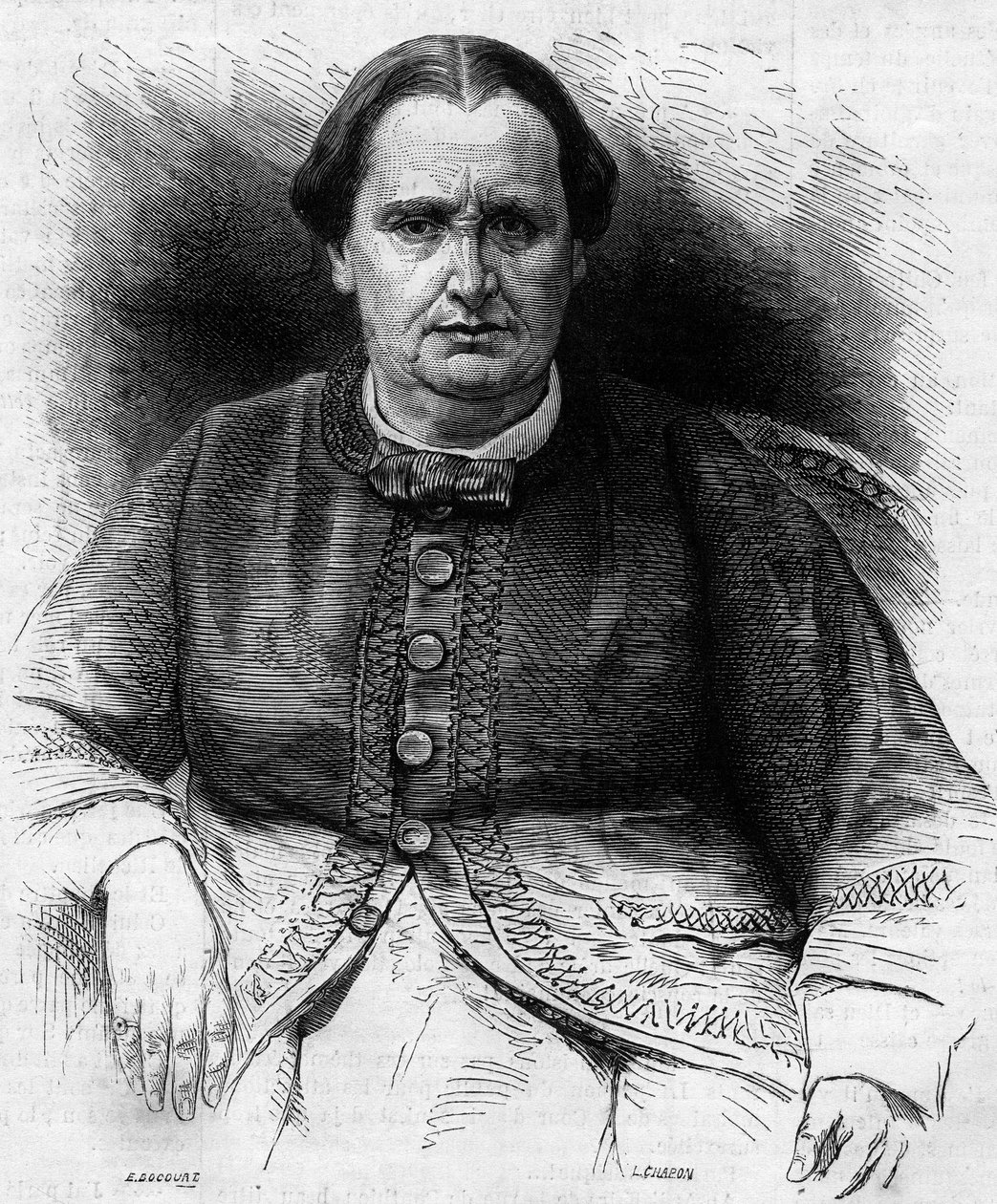 صورة للأميرة إليسا نابليون باتشيوتشي (1806-1869) ، ابنة أخت نابليون الأول. نقش في "" Le Monde Illustré "" رقم 618 بتاريخ 13 فبراير 1869. بواسطة المدرسة الفرنسية