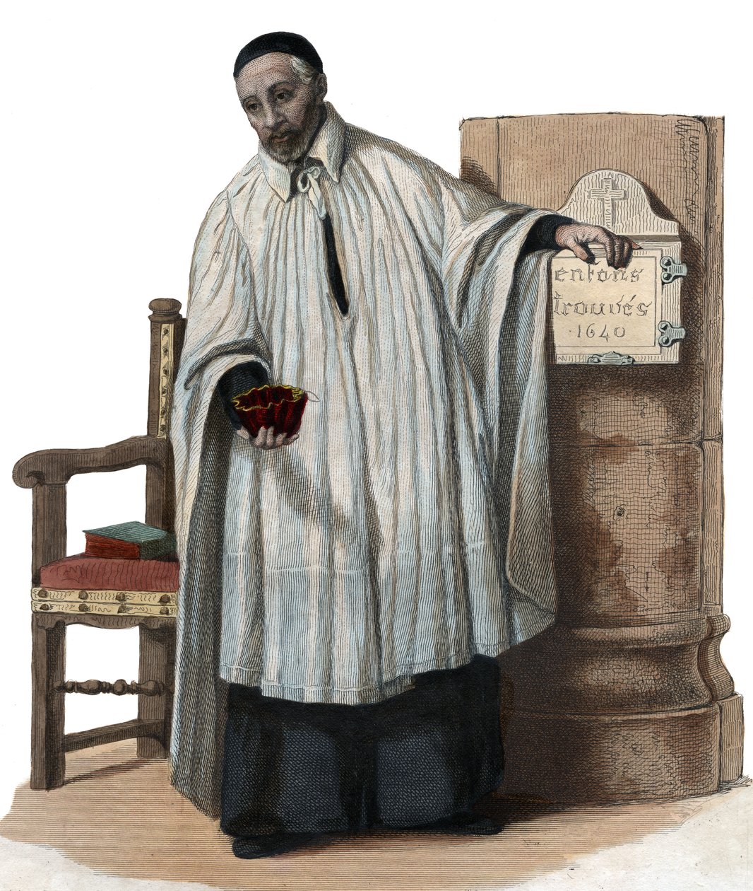 صورة القديس (سانت) فنسنت دي بول (1581-1660) ، كاهن الكنيسة الكاثوليكية. بواسطة المدرسة الفرنسية